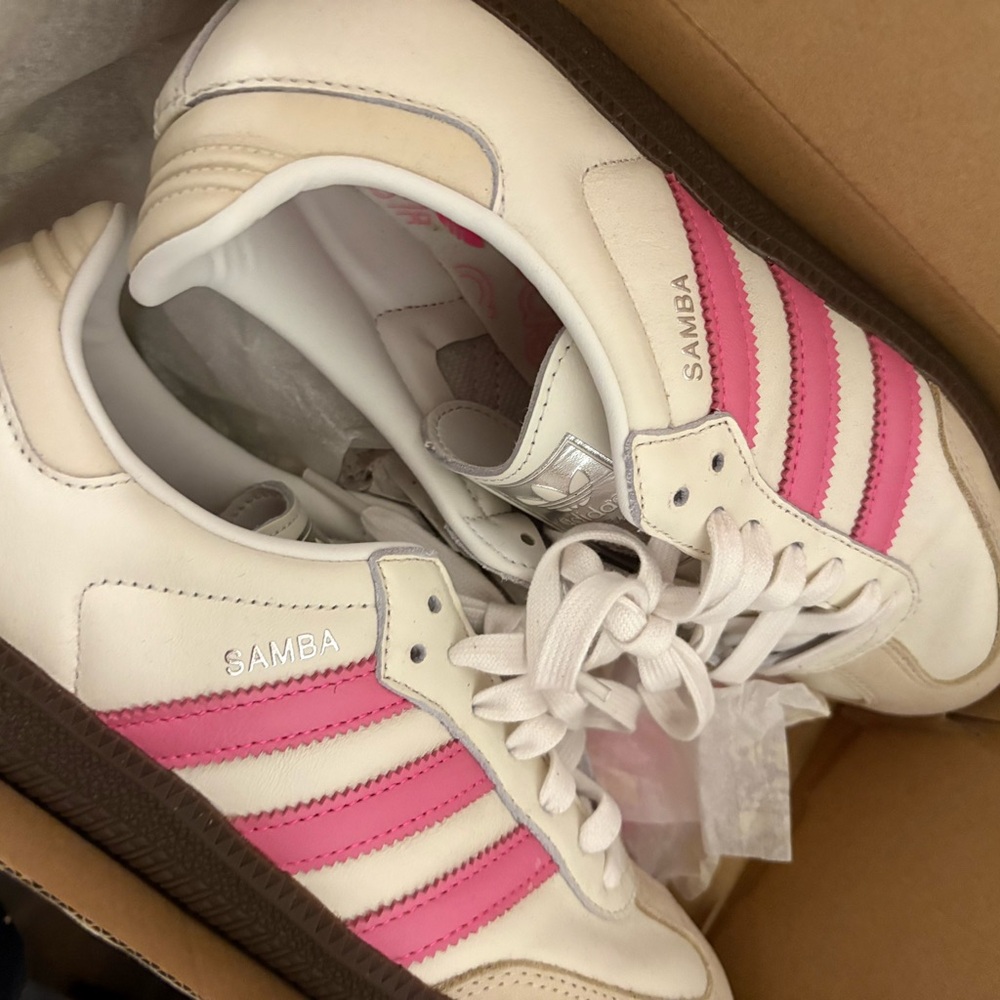 Adidas Women's Samba White and Pink Sneakers